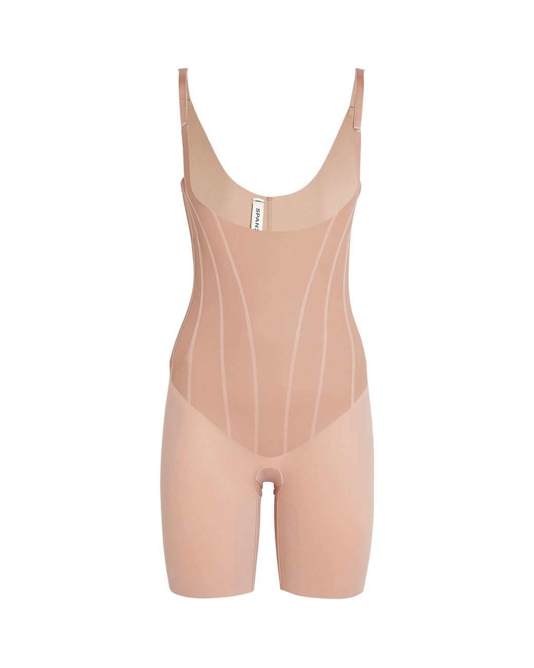 Spanx Pink Supersculpt Totalcontour Open-Bust Mid-Thigh Bodysuit