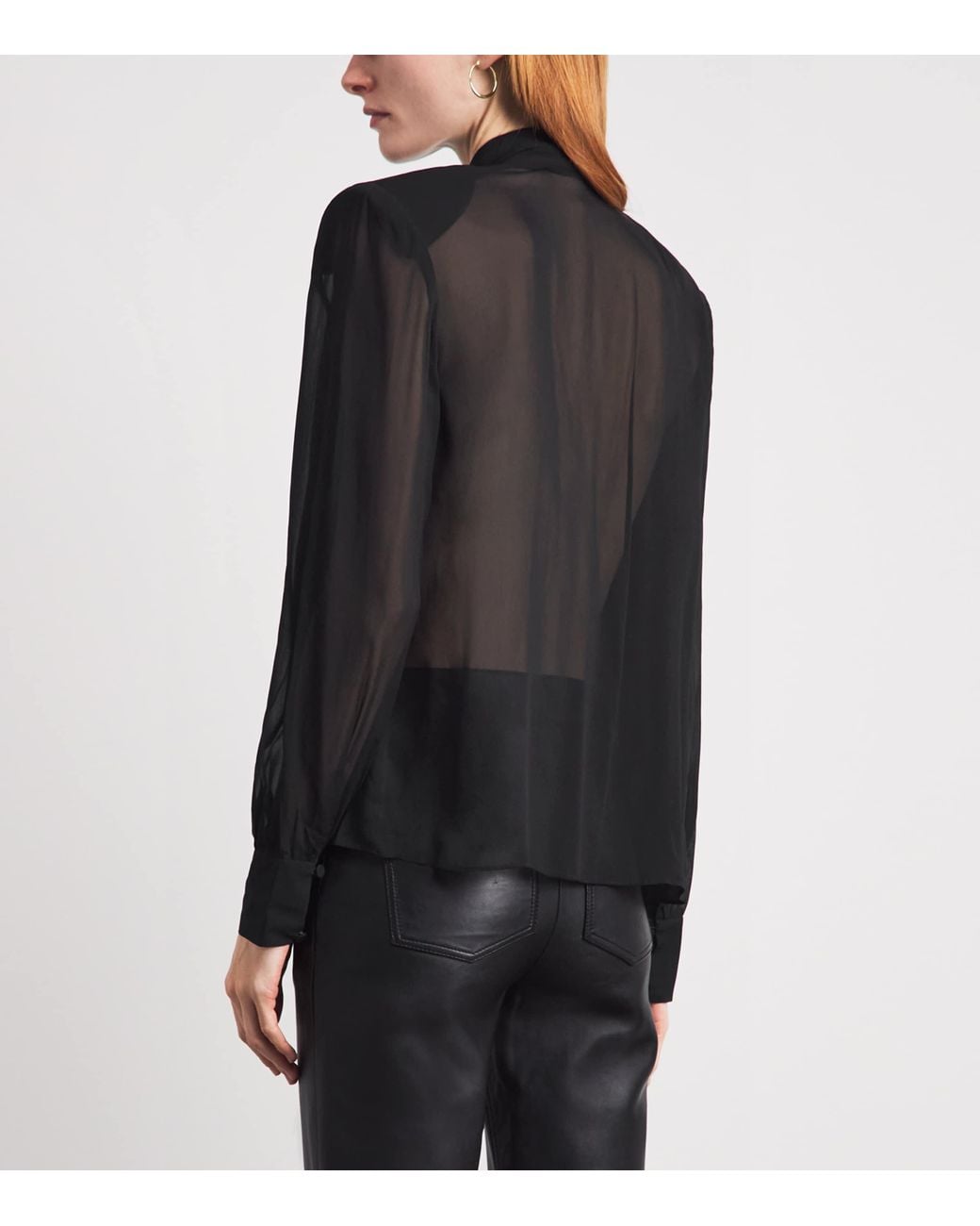 Toccin Black Chiffon Tie-Neck Kaila Blouse