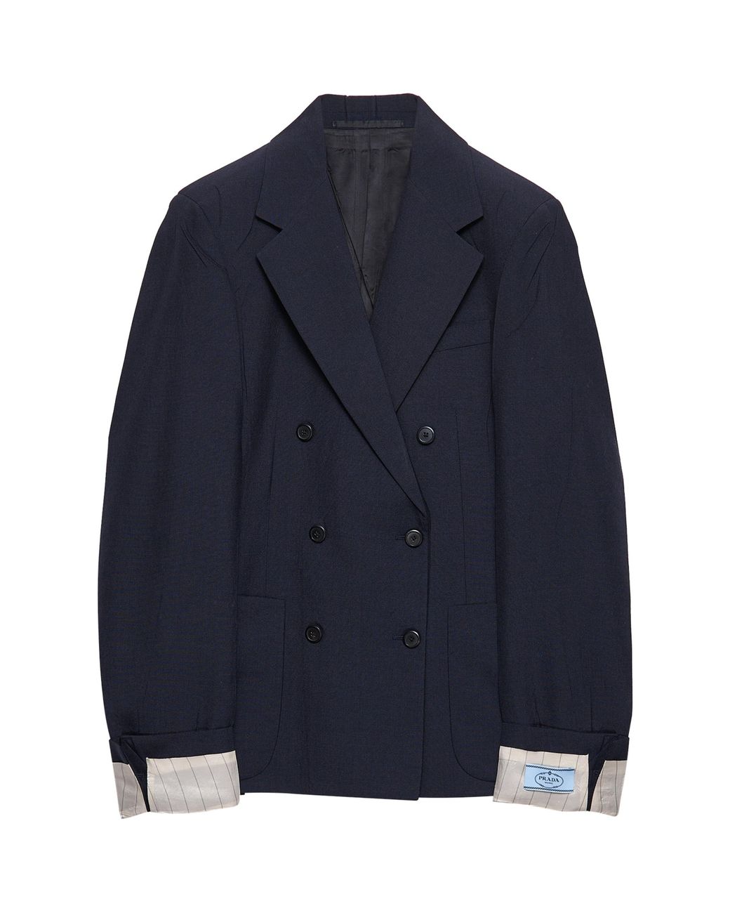 Prada Blue Kid Mohair-Wool Double-Breasted Blazer