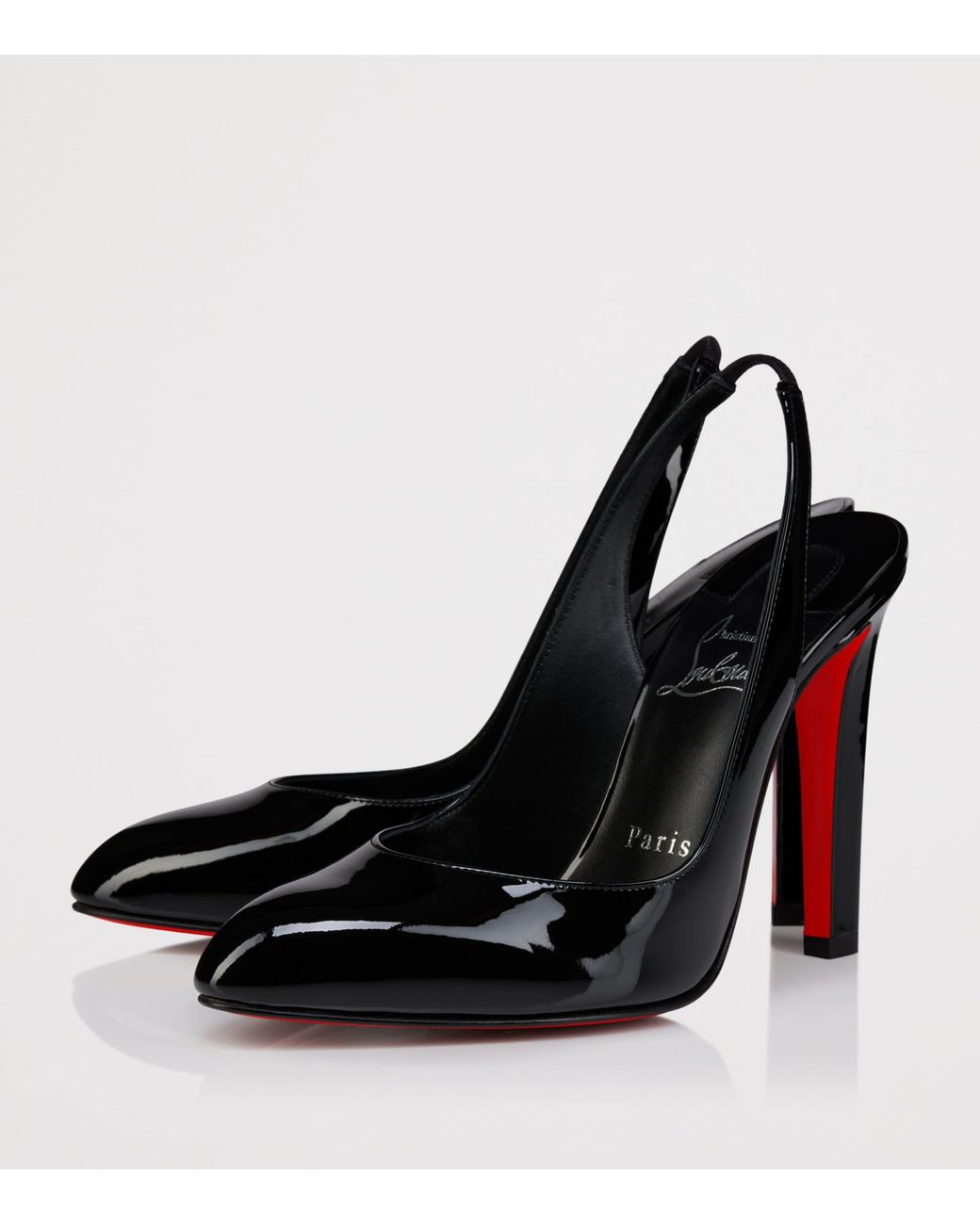 Christian Louboutin Black Fannylove Sling Patent Leather Slingback Pumps 100