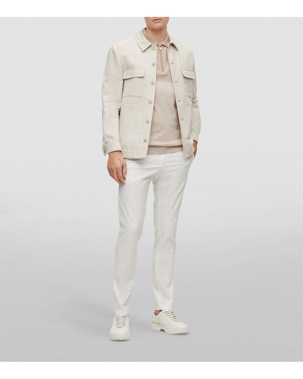 Boss White Cotton-Silk Polo Shirt for men