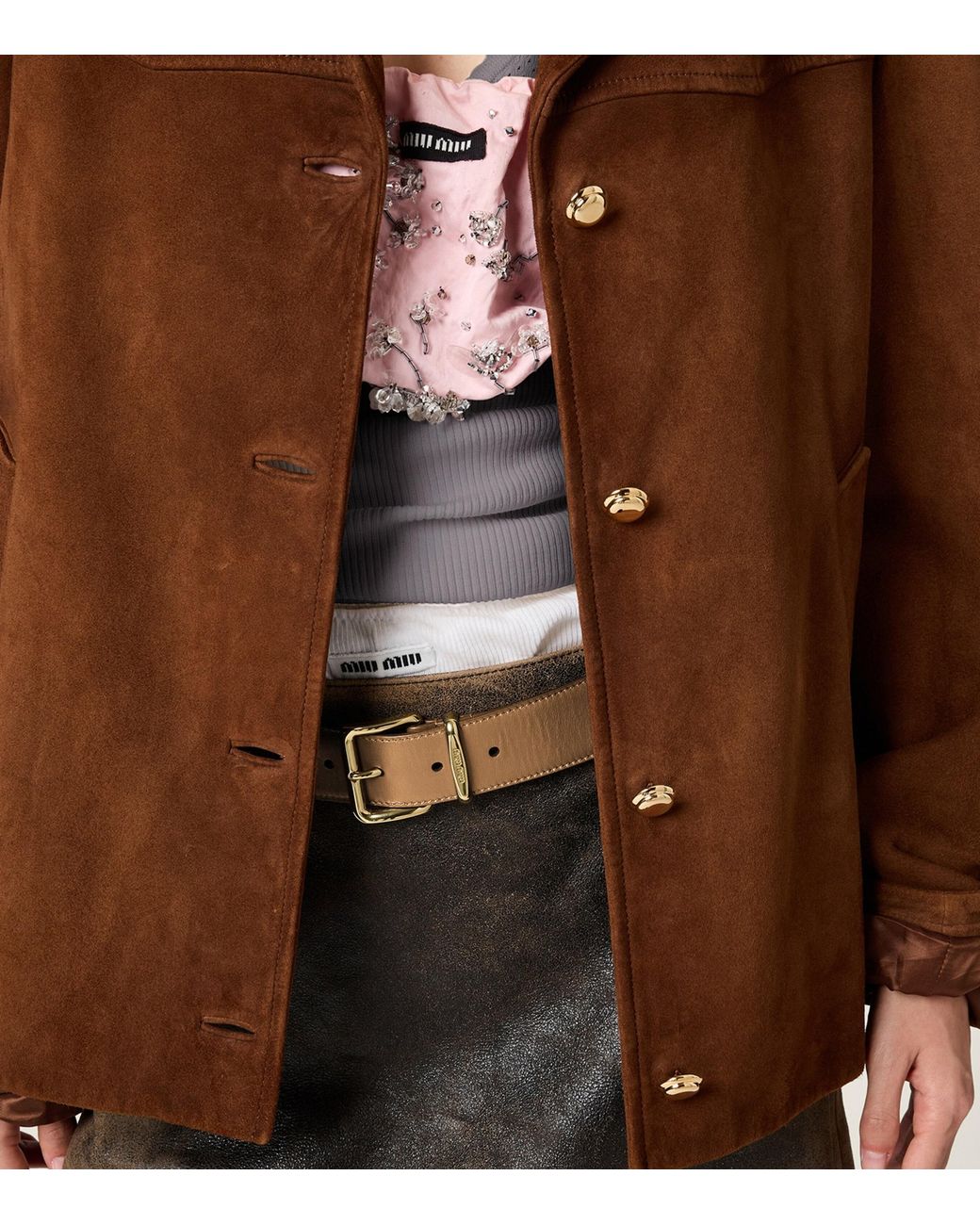 Miu Miu Brown Waxed Suede Jacket