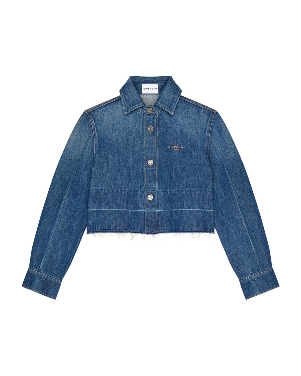 Givenchy Blue Frayed Denim Shirt