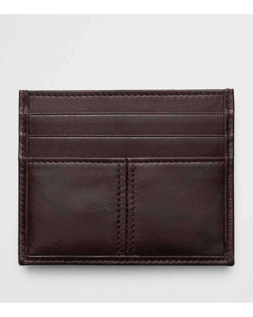 Prada Brown Leather Triangle Card Holder for men