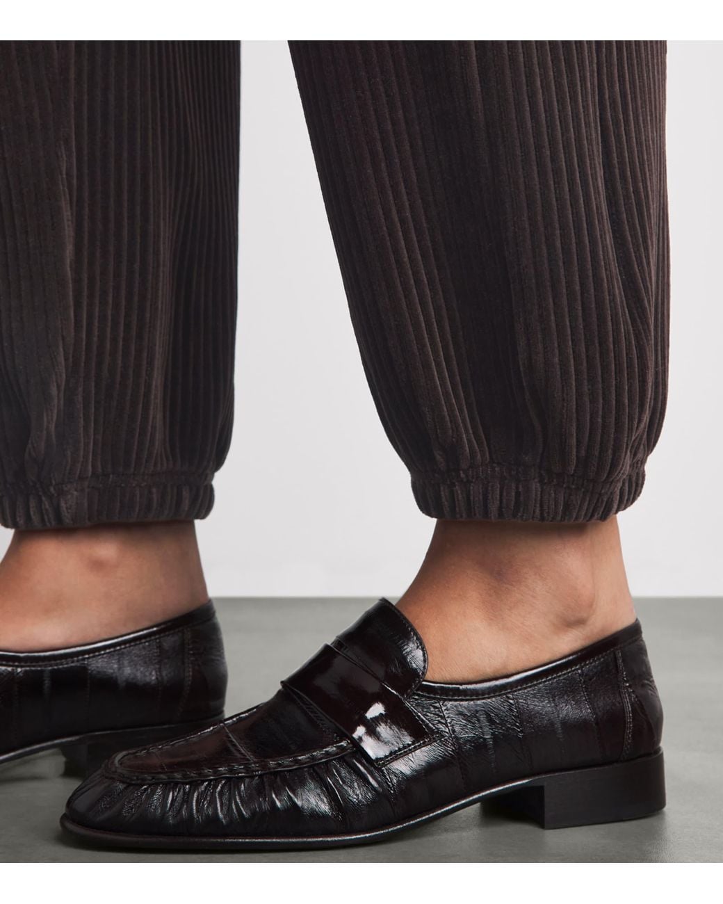 ME+EM Black Corduroy Cuffed Trousers