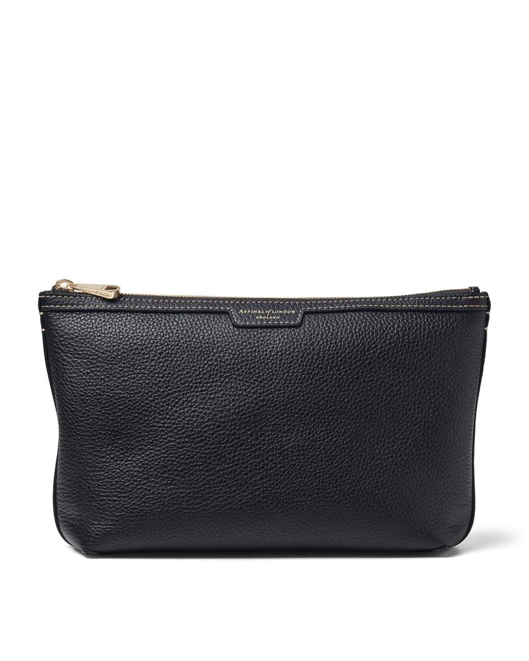 Aspinal Black Leather Hudson Toiletry Bag