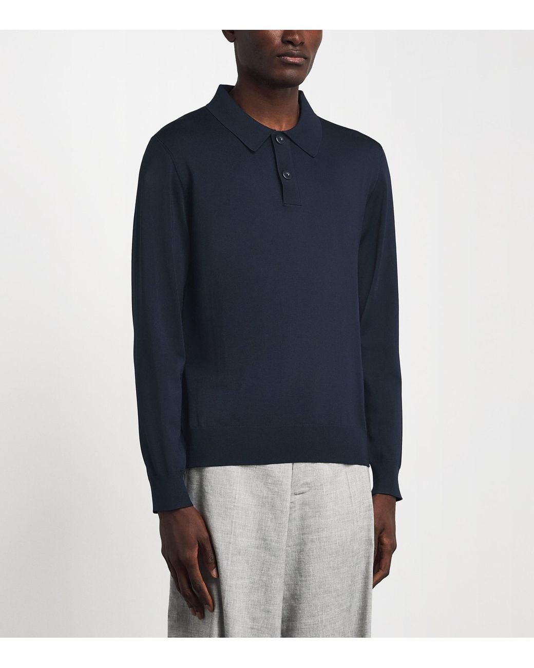 Sandro Blue Long-Sleeve Polo Shirt for men