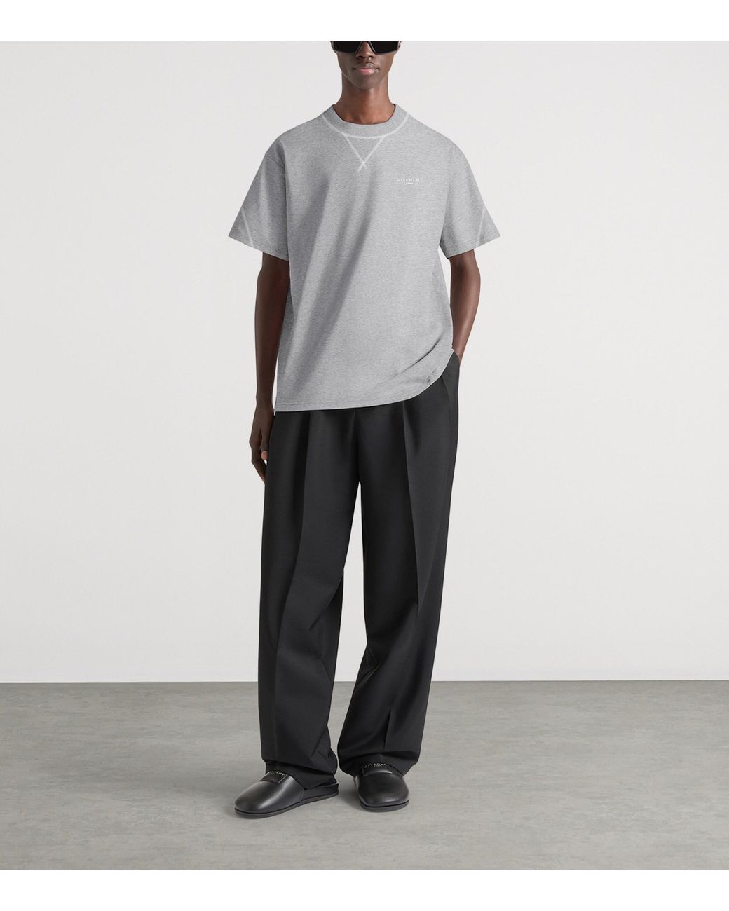 Givenchy White Cotton Contrast-Stitch Logo T-Shirt for men