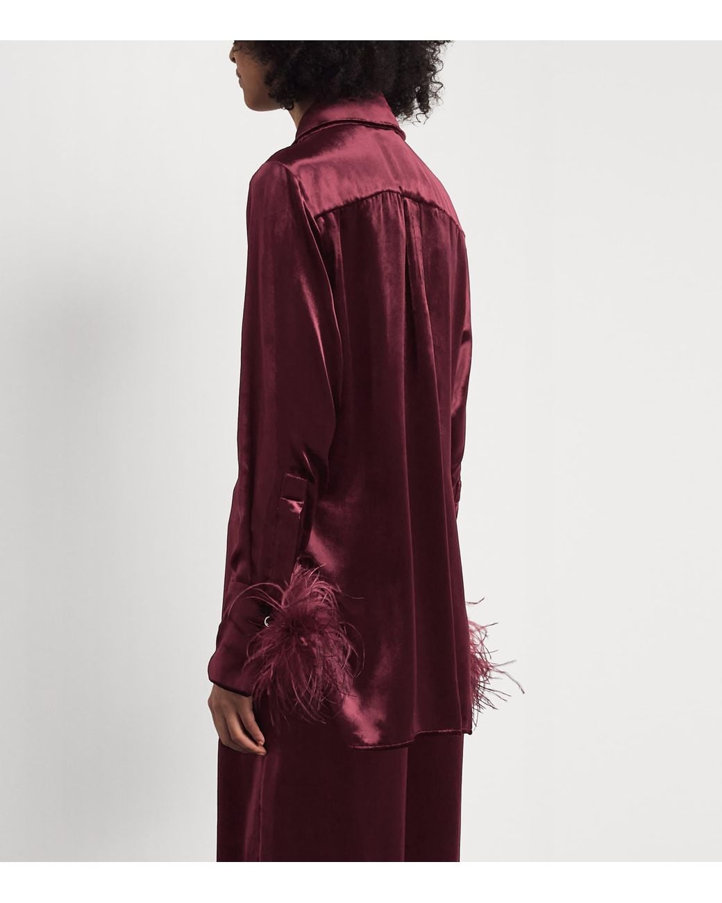 16Arlington Purple Ostrich-Trim Satin Tio Shirt