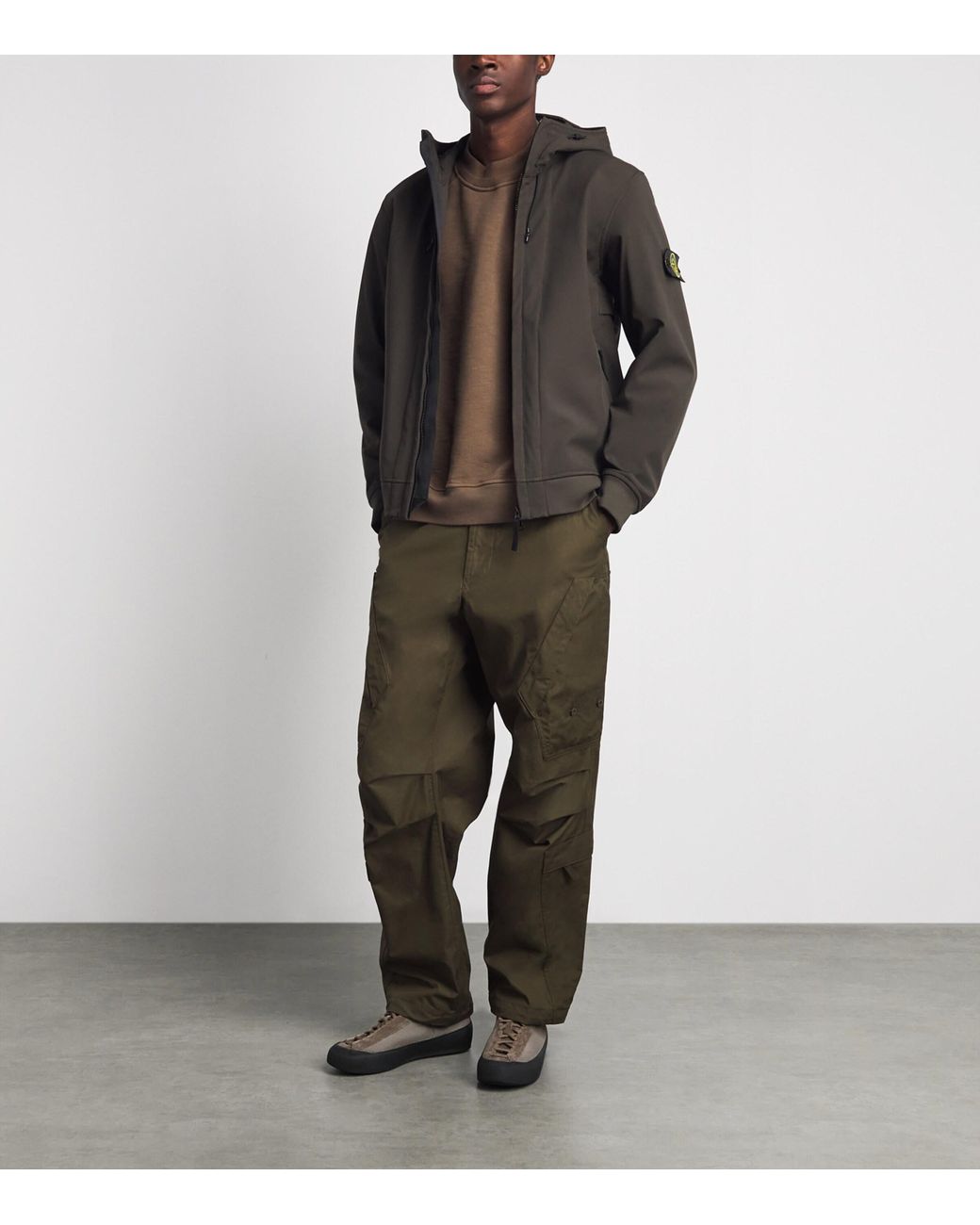 Stone Island Gray Light Soft Shell-R Hooded Jacket for men