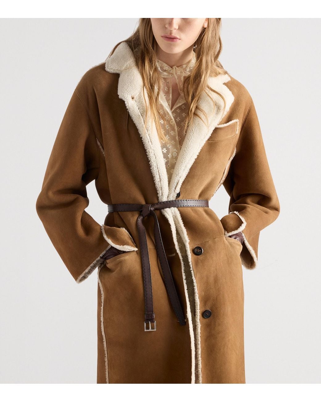 Prada Brown Shearling Coat