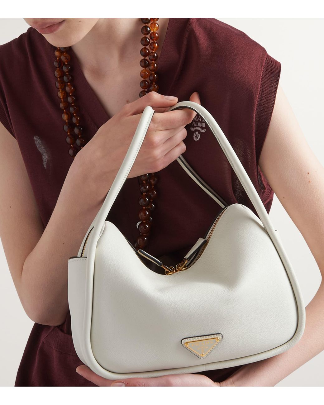Prada Gray Leather Darling Top-Handle Bag