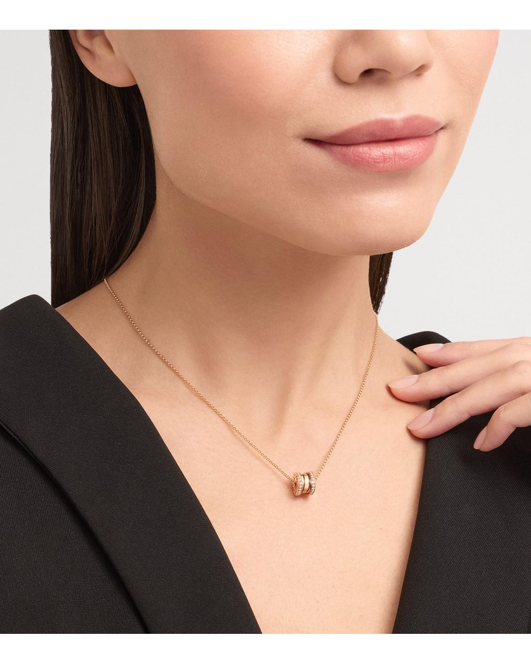 BVLGARI Metallic And Diamond B.Zero1 Pendant Necklace