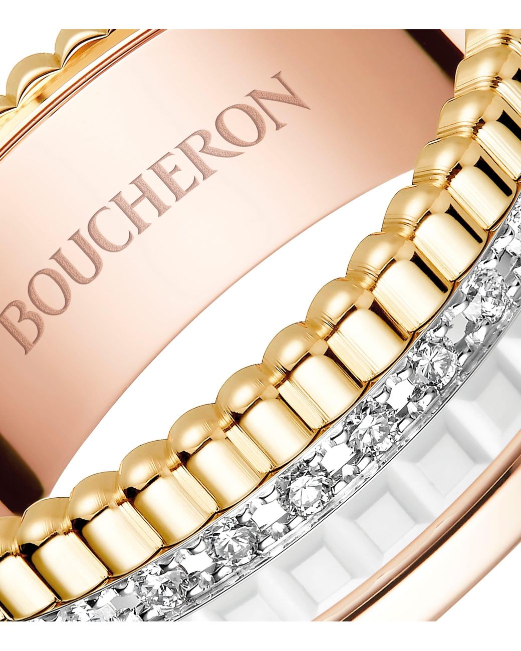 Boucheron Metallic Small Mixed And Diamond Quatre Edition Ring