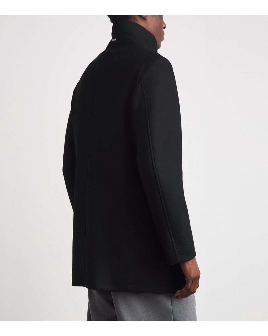 Herno Black Virgin Wool-Blend Car Coat for men