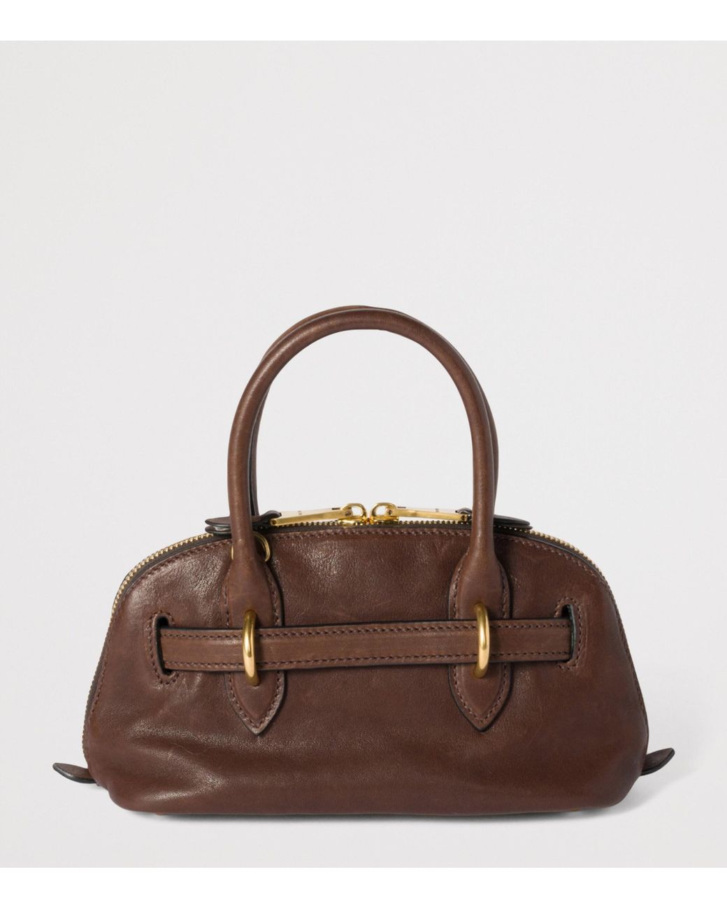 Miu Miu Brown Mini Nappa Leather Aventure Top-Handle Bag
