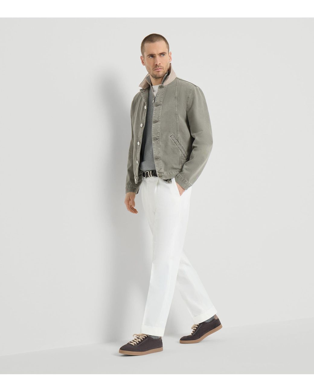 Brunello Cucinelli Brown Suede Low-Top Sneakers for men
