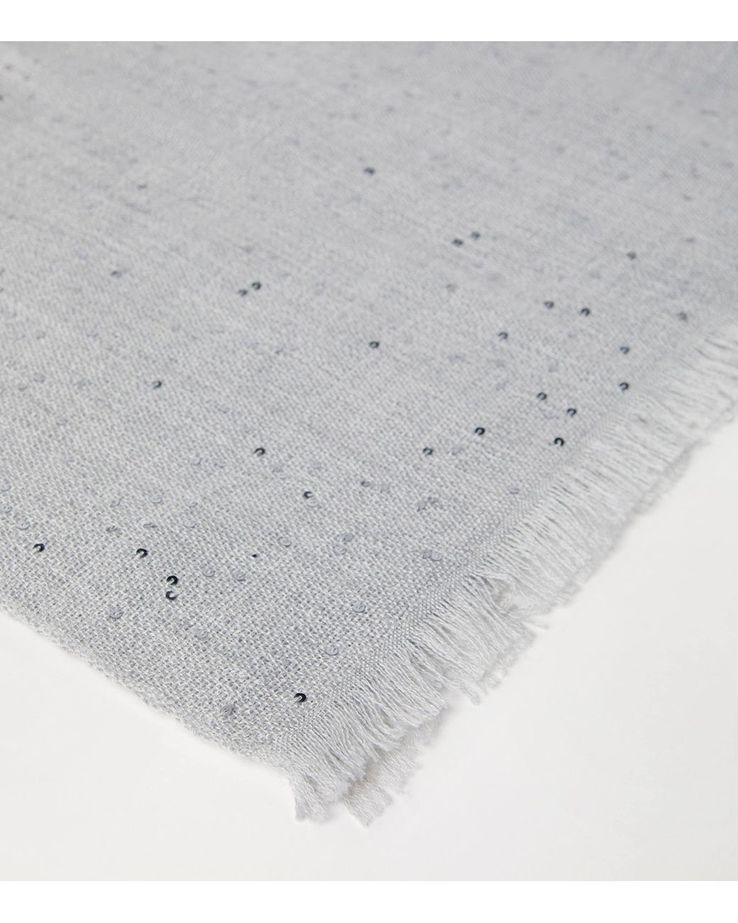 Brunello Cucinelli Gray Cashmere-Silk Diamond Yarn Sequin Scarf