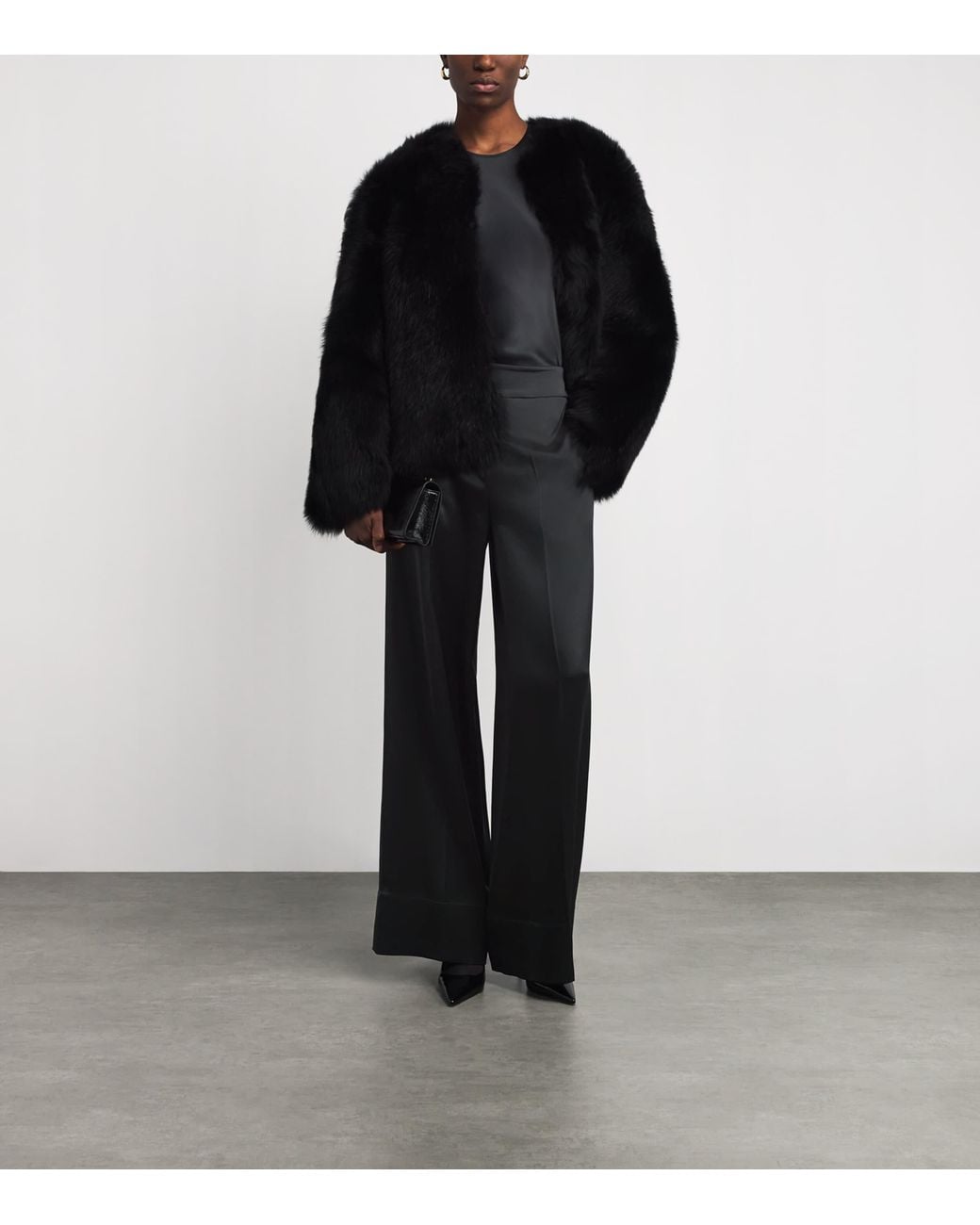 Joseph Black Satin Dijon Tailored Trousers