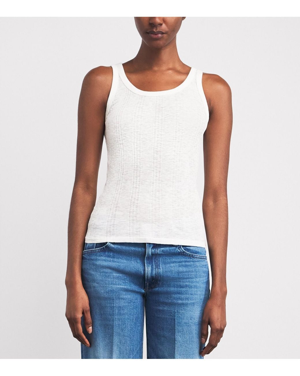Mother White Cotton Runner Up Tank Top