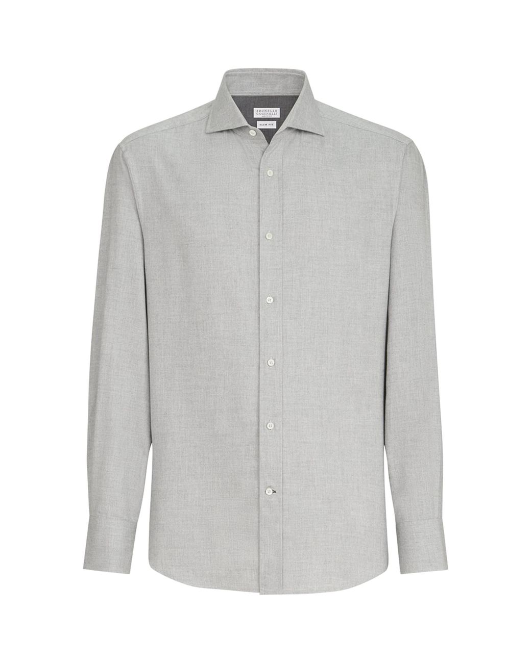 Brunello Cucinelli Gray Cotton-Blend Chevron Flannel Shirt for men