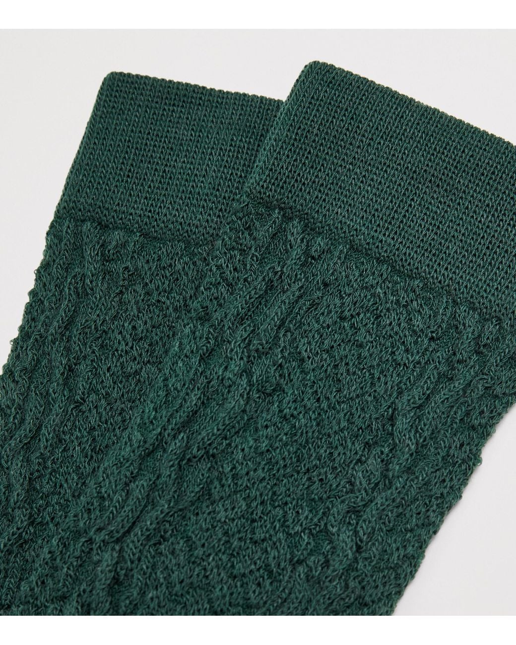 Falke Green Virgin Wool-Blend Declivity Knee-High Socks
