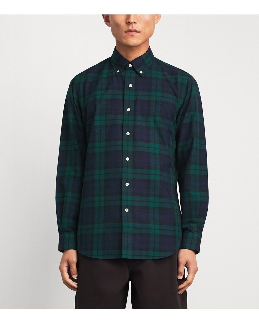 Polo Ralph Lauren Blue Cotton Check Oxford Shirt for men