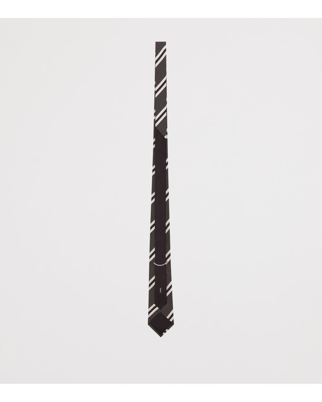 Saint Laurent White Silk Striped Tie for men