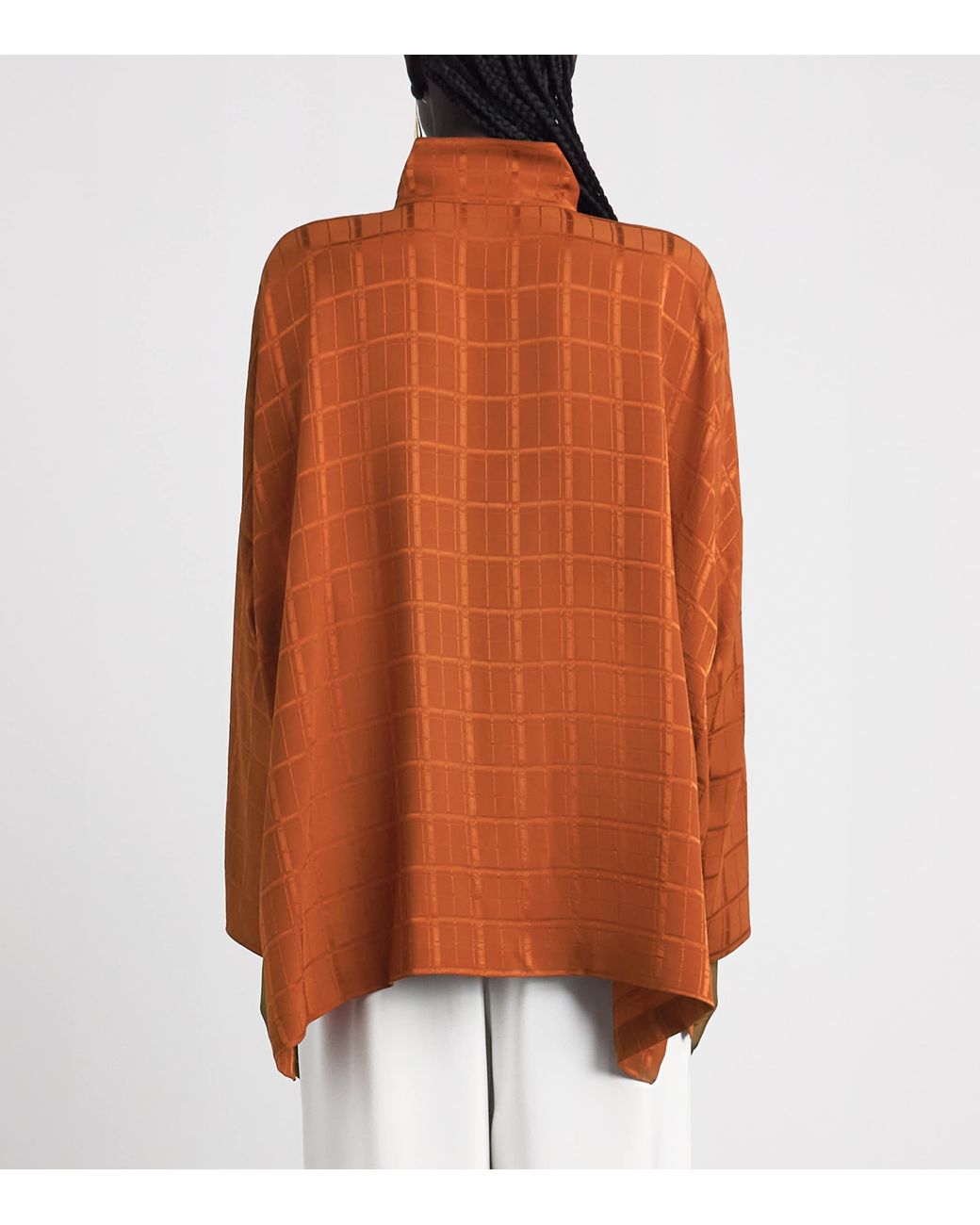 Eskandar Brown Silk Double-Stand Collar Shirt