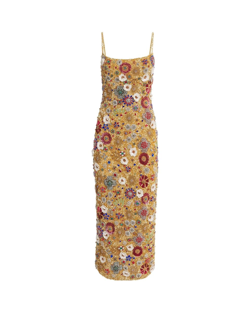 Rachel Gilbert Metallic Embellished Francesca Midi Dress