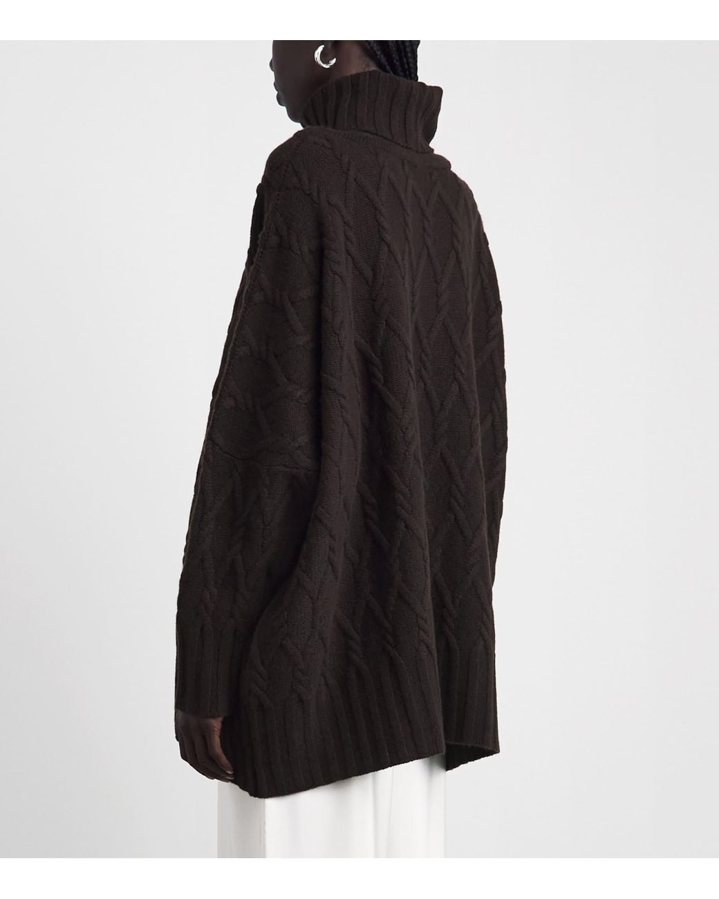 Eskandar Black Cashmere Cable-Knit Rollneck Sweater
