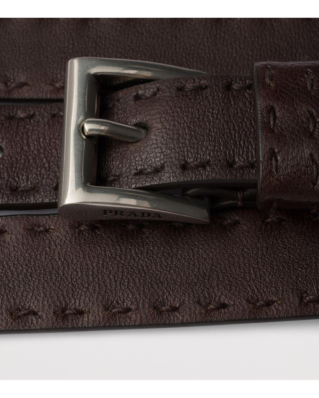 Prada Brown Antiqued Leather Belt