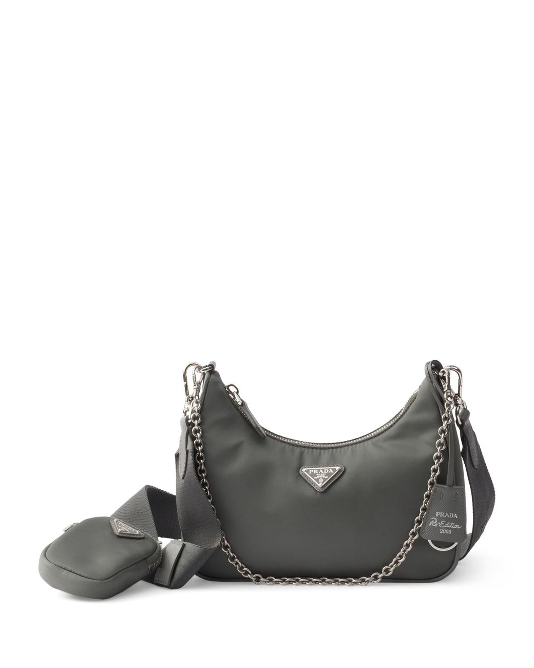 Prada Gray Re-Nylon Re-Edition 2005 Shoulder Bag