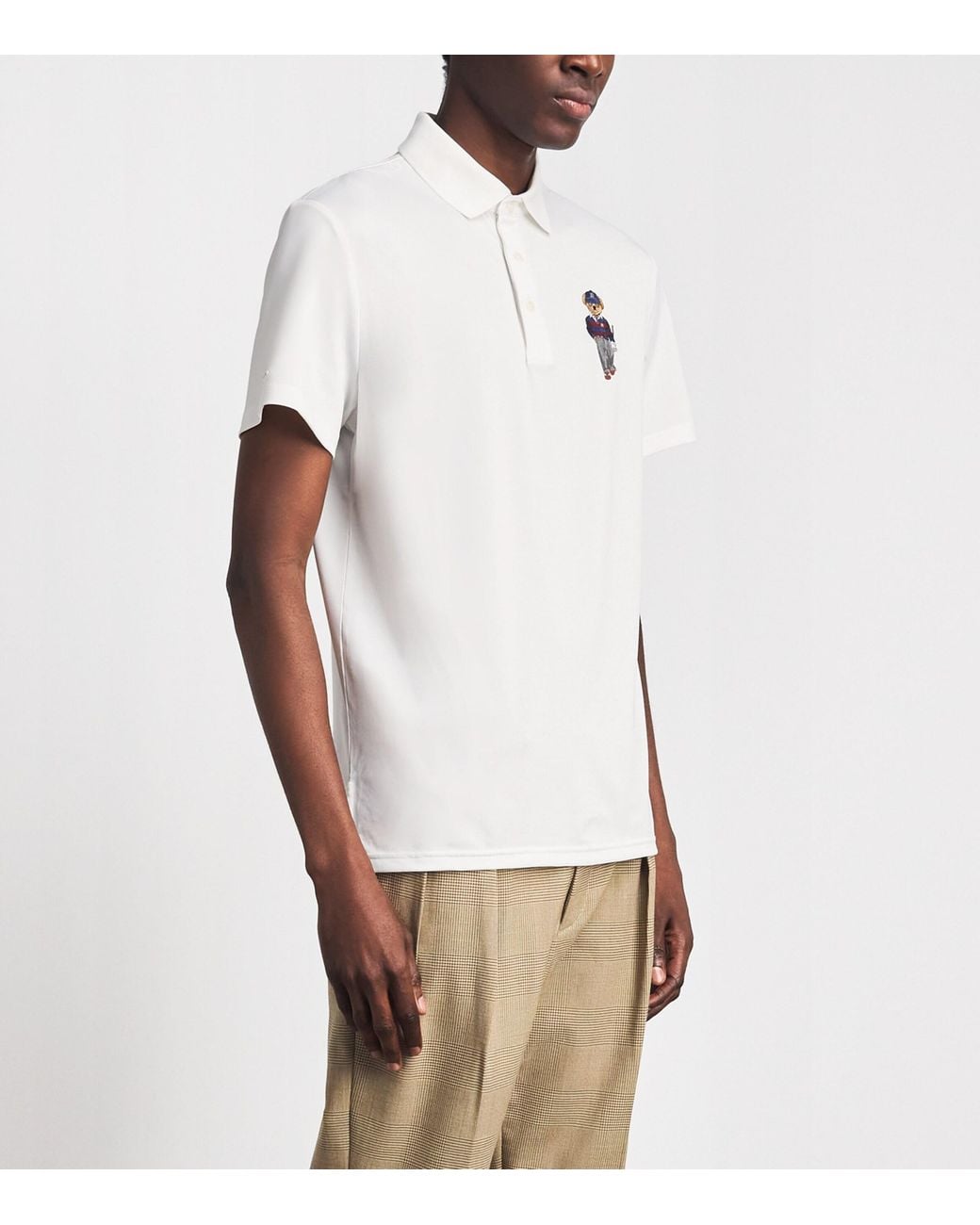 Ralph Lauren White Stretch Piqué Tailored-Fit Polo Shirt for men