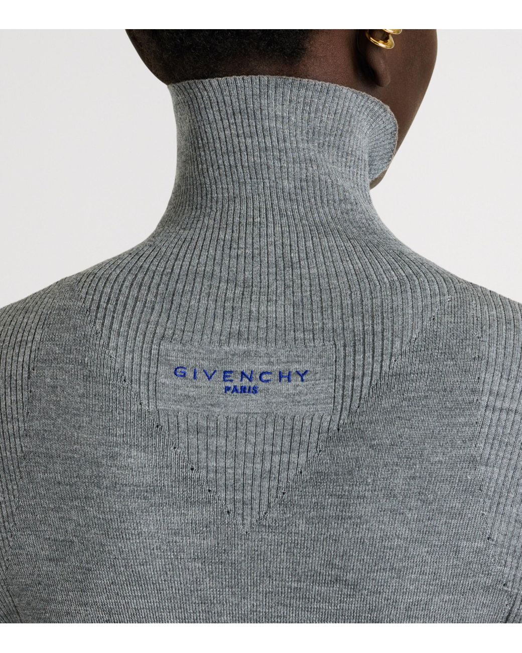 Givenchy Gray Wool-Silk Rollneck Sweater
