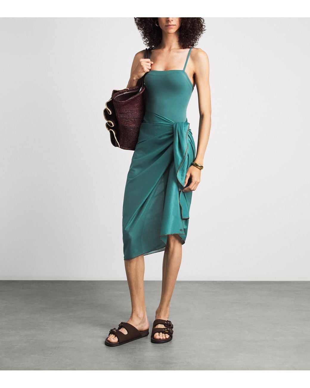 Eres Green Cotton Voile Cabine Pareo