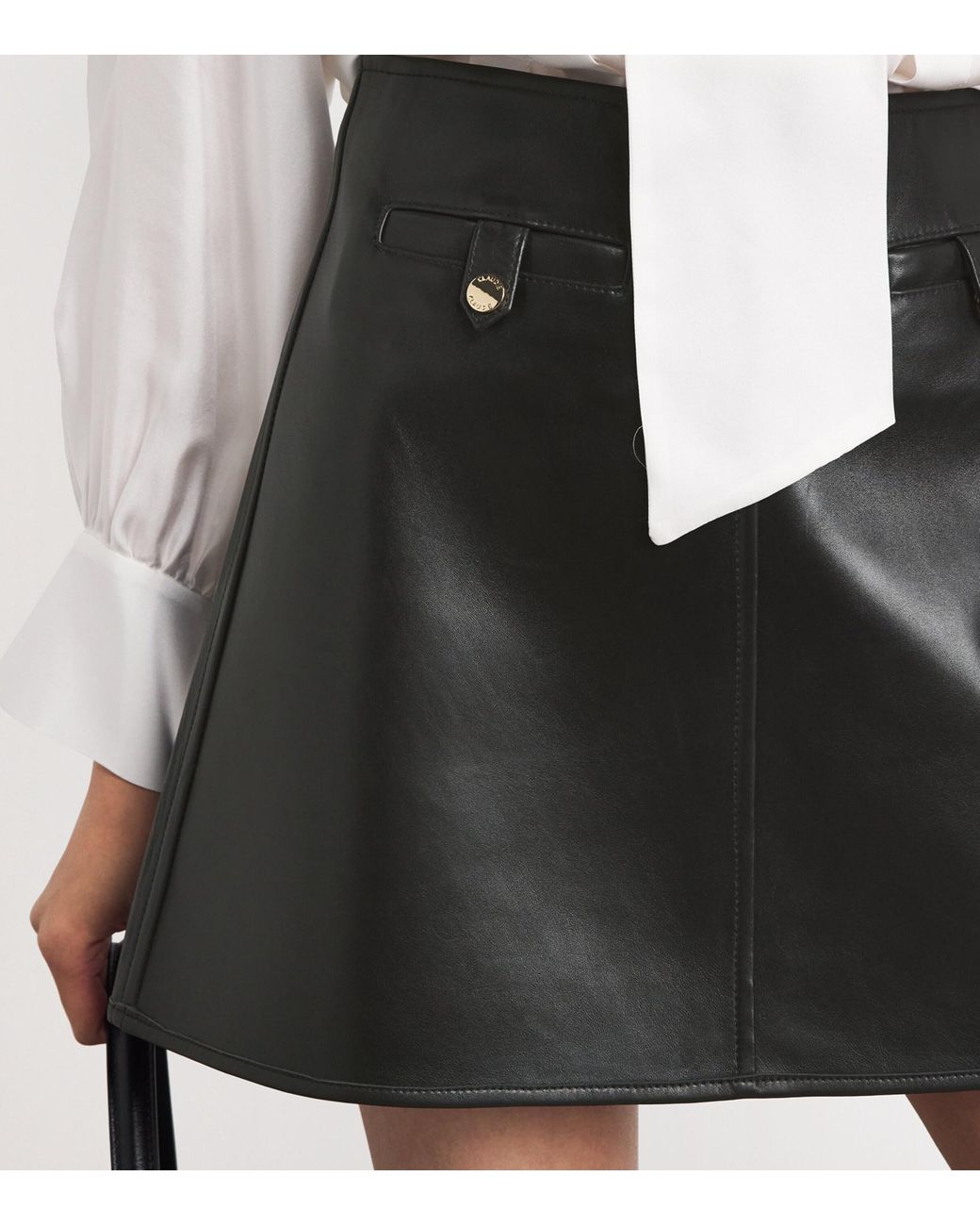 Claudie Pierlot Black Lambskin Mini Skirt