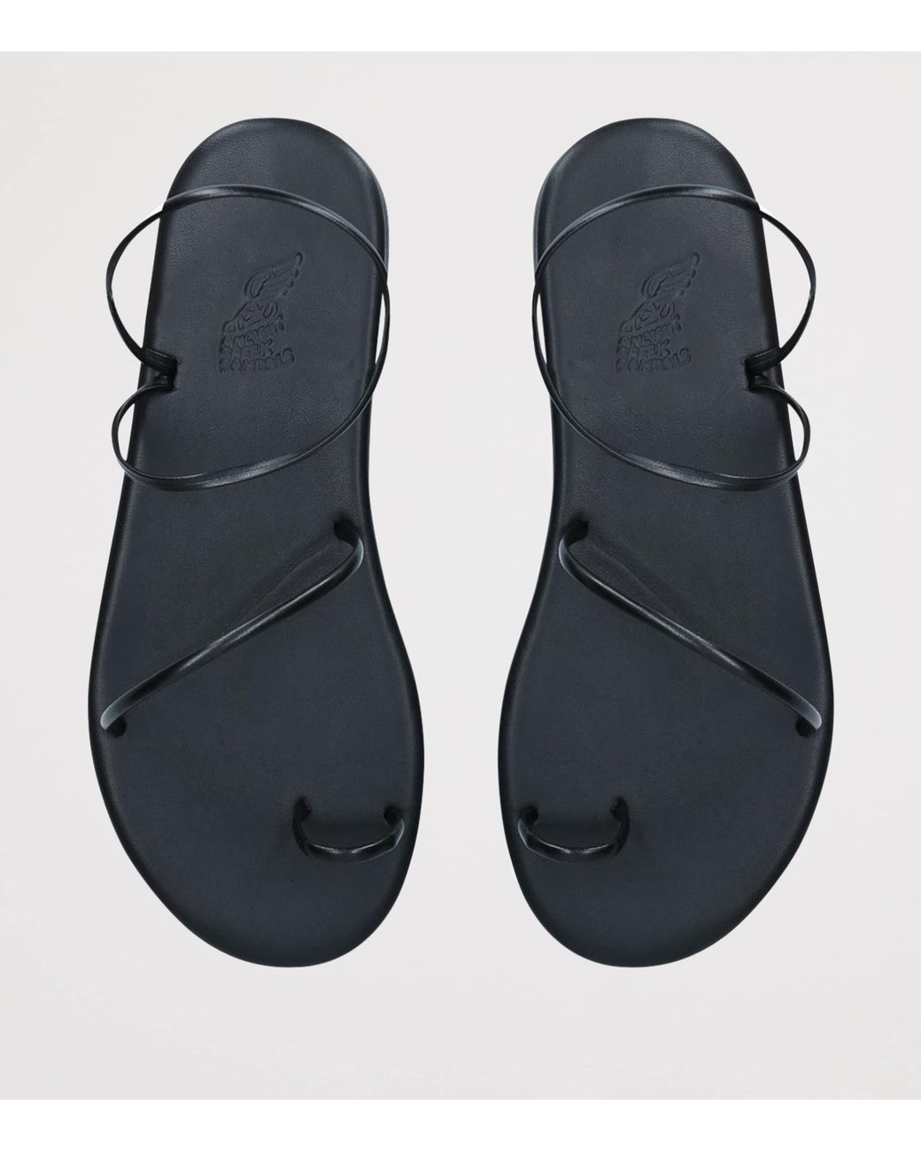 Ancient Greek Sandals Black Leather Kansiz Sandals