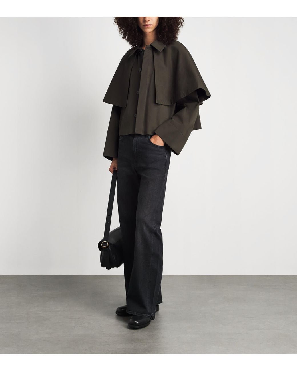 FRAME Black Cotton Storm-Flap Trench Jacket