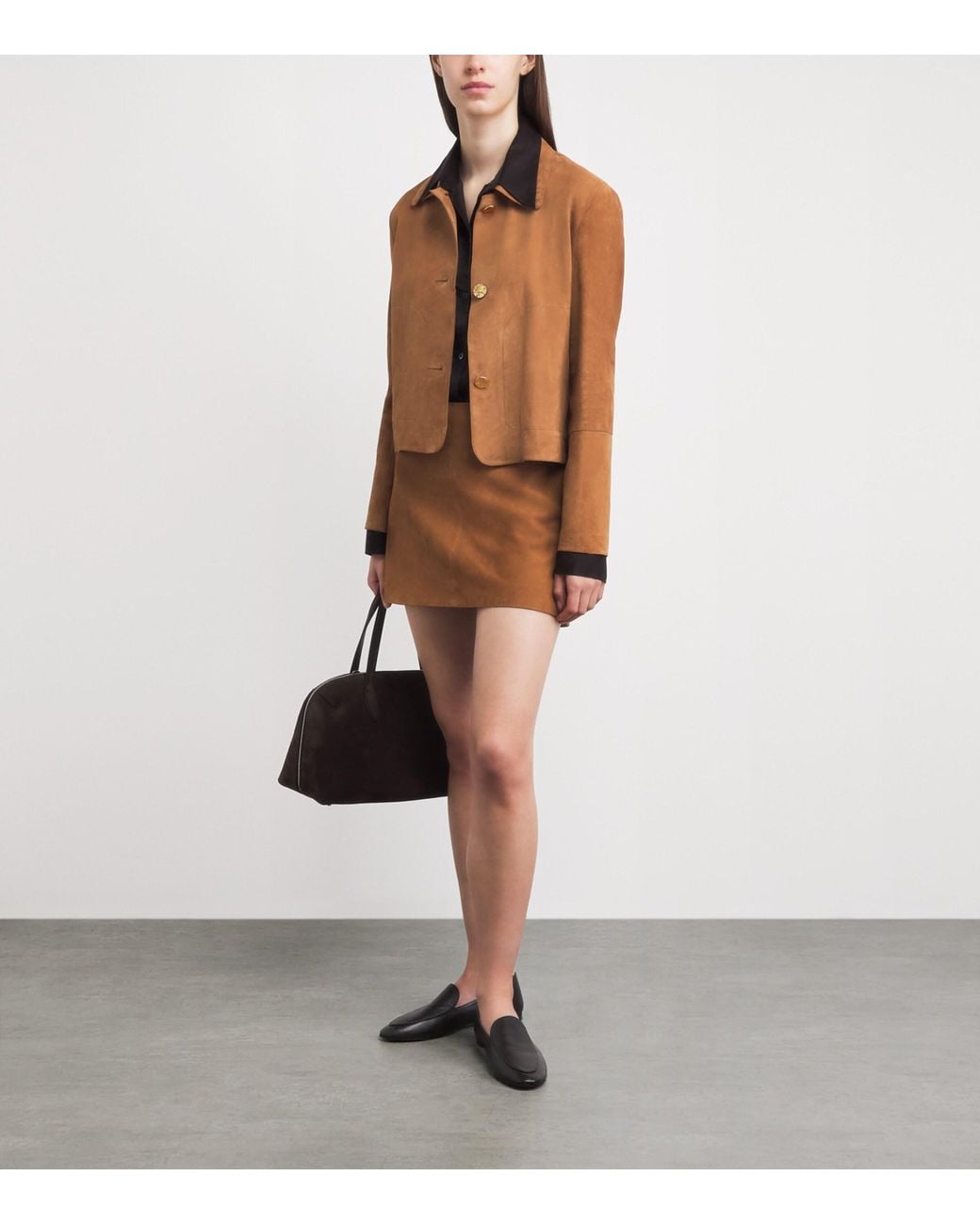 Arma Brown Lamb Suede Melody Mini Skirt