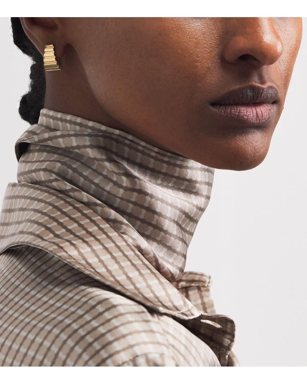 Azlee Metallic Large Escalier Hoop Earrrings