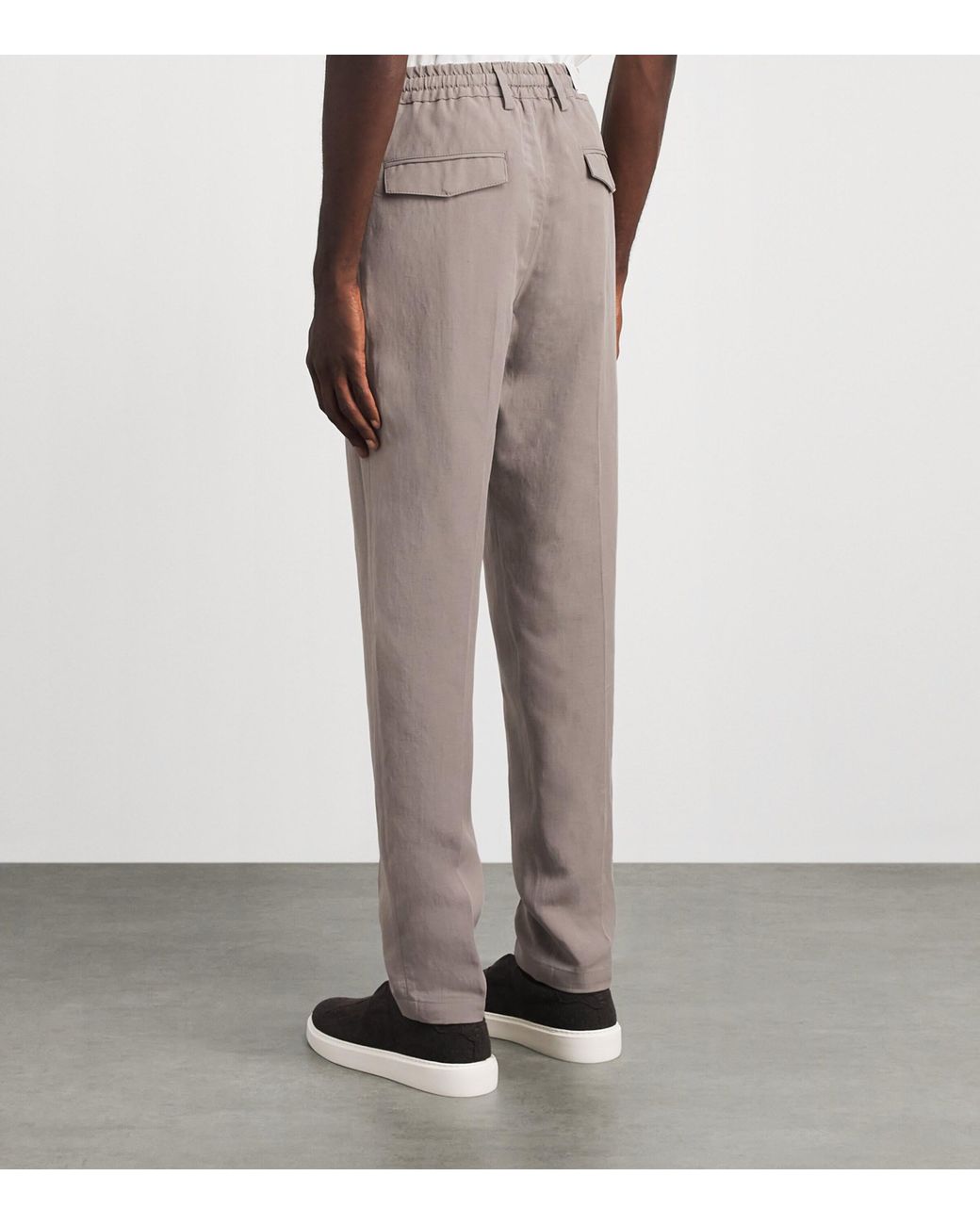 Eleventy Gray Drawstring Pleated Straight Trousers for men