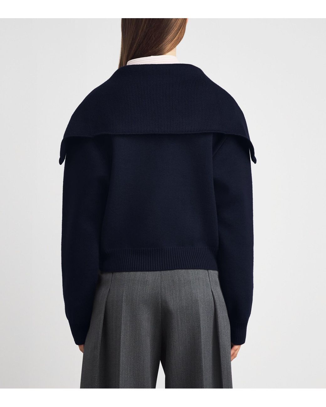 Rohe Blue Merino Wool Sailor Zip Cardigan