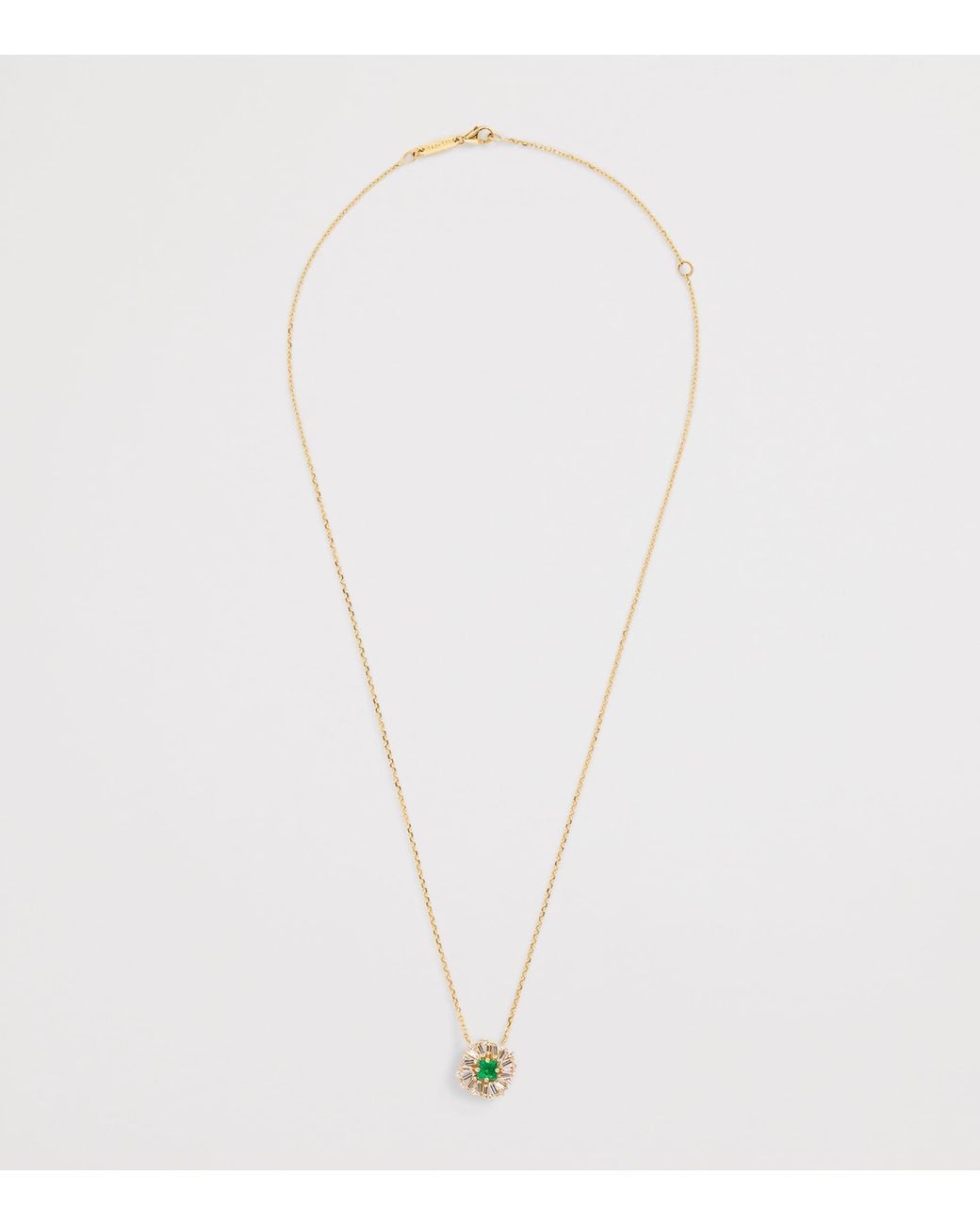 Suzanne Kalan Metallic Diamond And Emerald Princess Flower Necklace