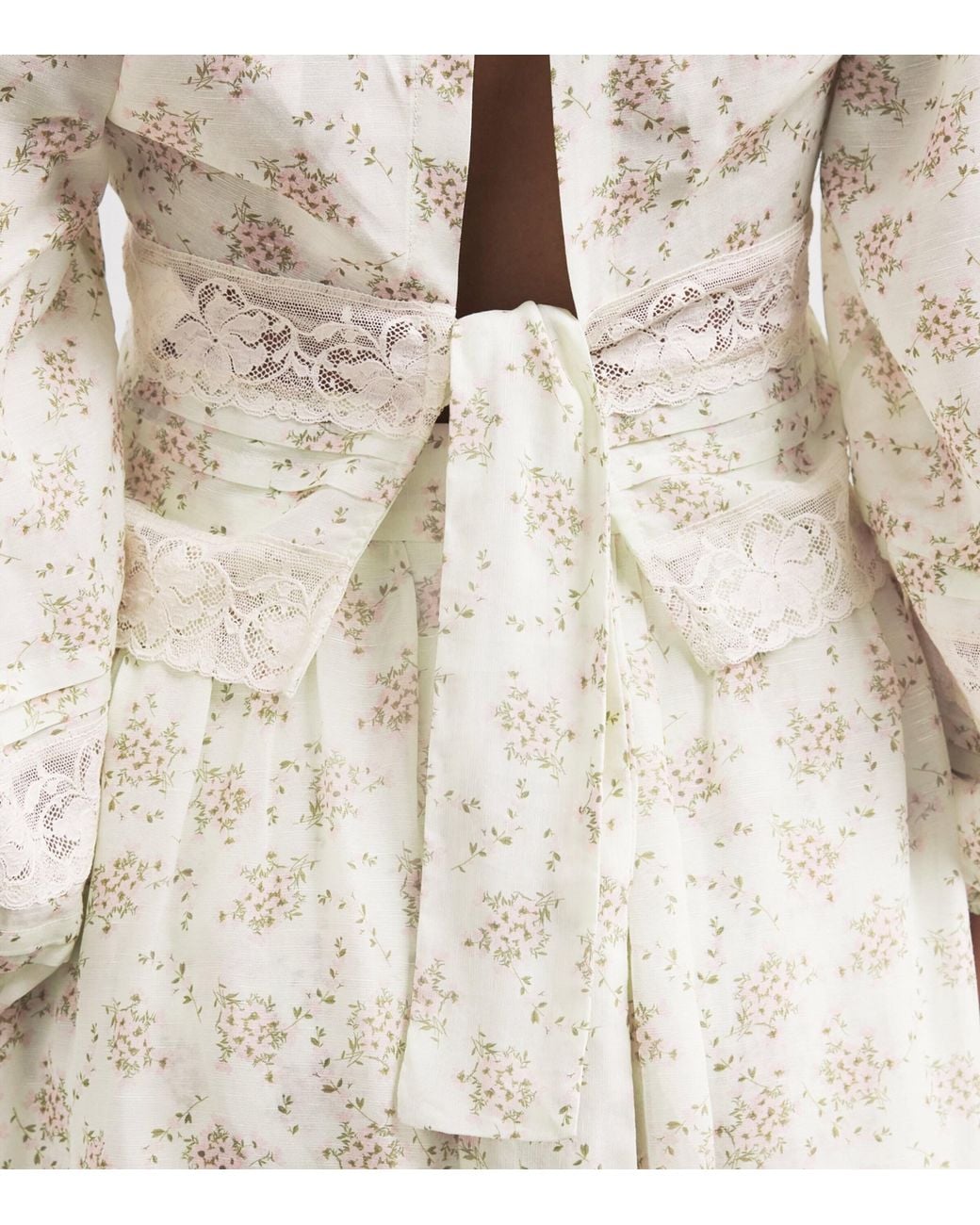 Sandro White Floral Tie-Back Blouse