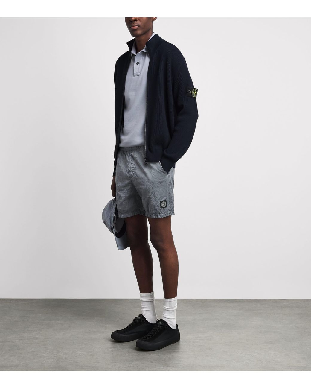 Stone Island Gray Nylon Metal Swim Shorts for men