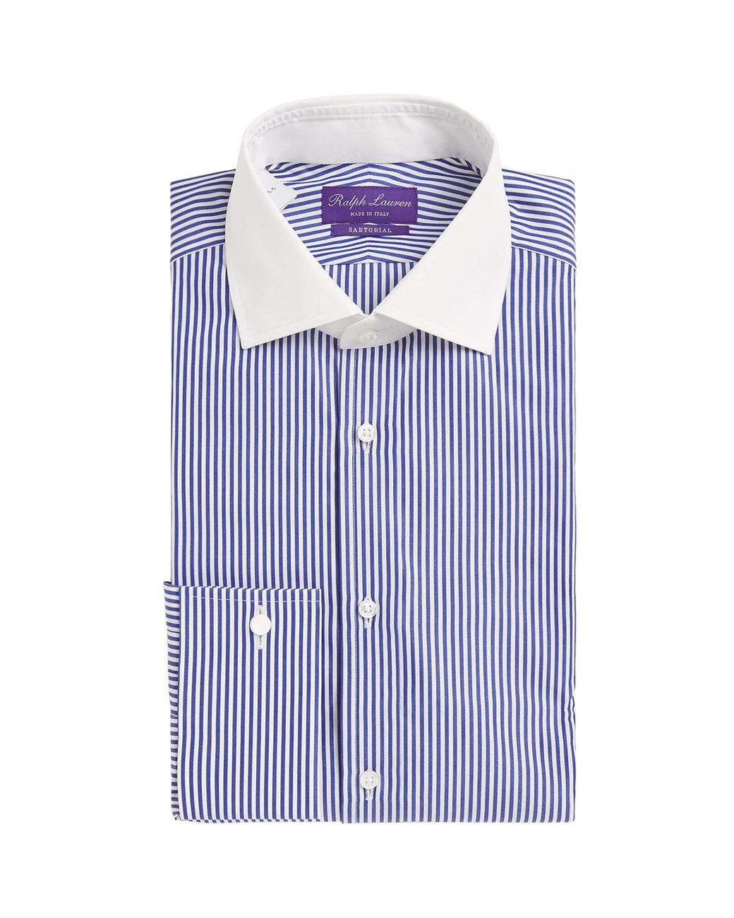 Ralph Lauren Blue Cotton Bengal-Stripe Dress Shirt for men