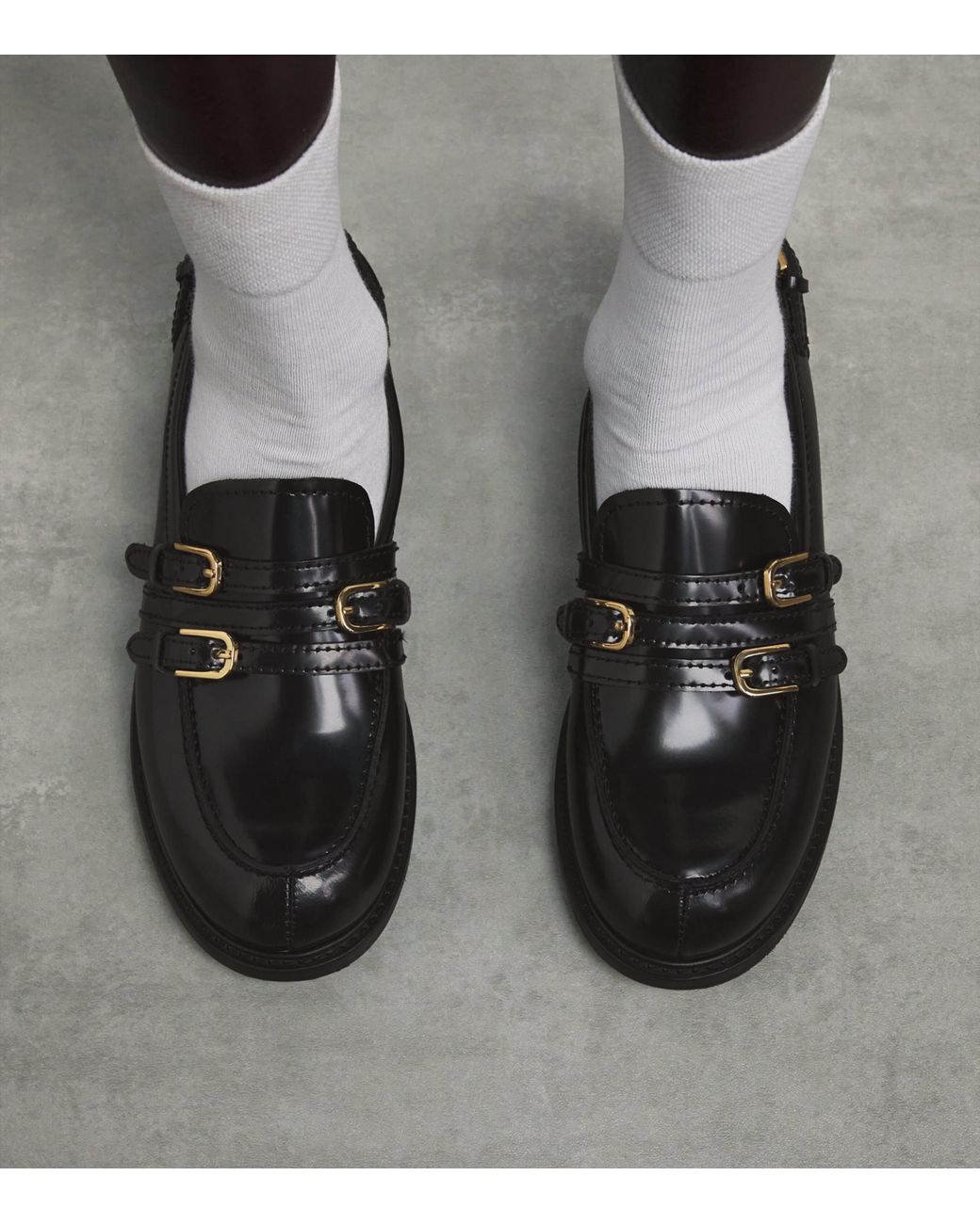 Sandro Black Leather Buckled Loafers