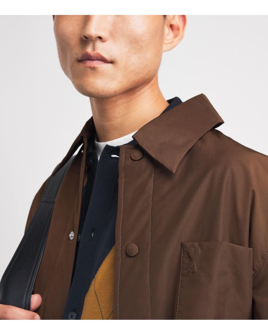 AMI Brown Ami De Coeur Padded Overshirt for men