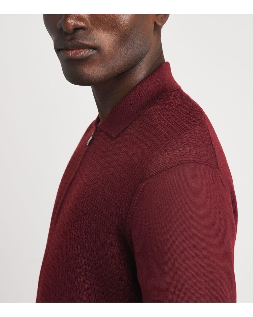 Corneliani Blue Virgin Wool Quarter-Zip Polo Sweater for men